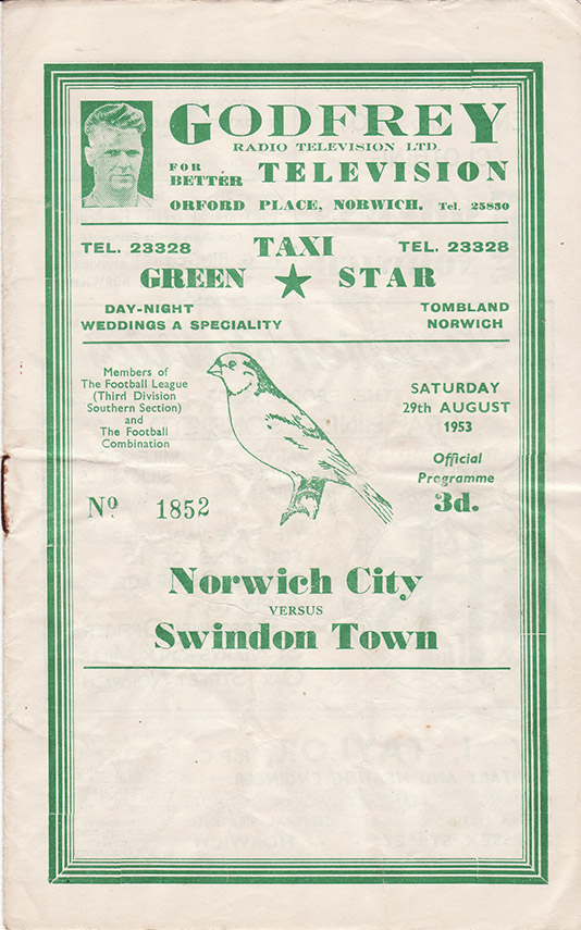 <b>Saturday, August 29, 1953</b><br />vs. Norwich City (Away)